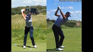 Justin Thomas golf swing  Long Iron faceon amp downtheline July 2017 [upl. by Venezia780]