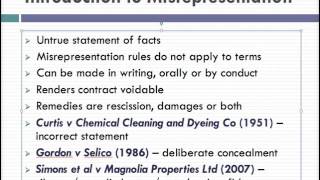 Misrepresentation Lecture 1 of 4 [upl. by Ailis946]